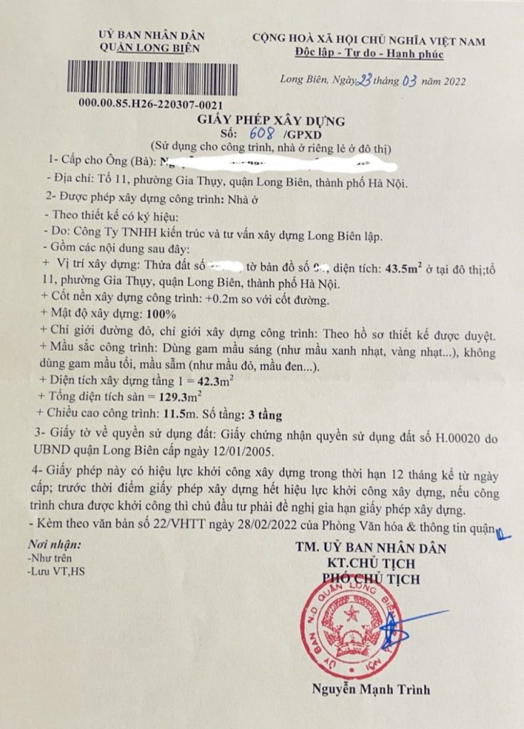 giấy phép xây dựng