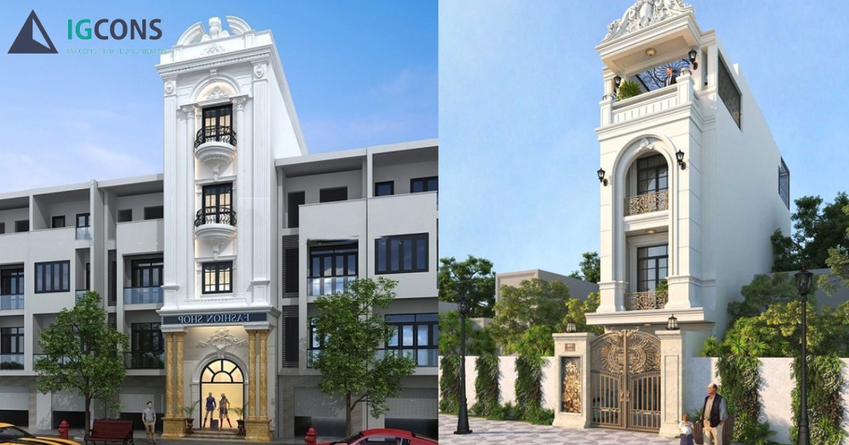 mẫu nhà ống tân cổ điển 4 tầng