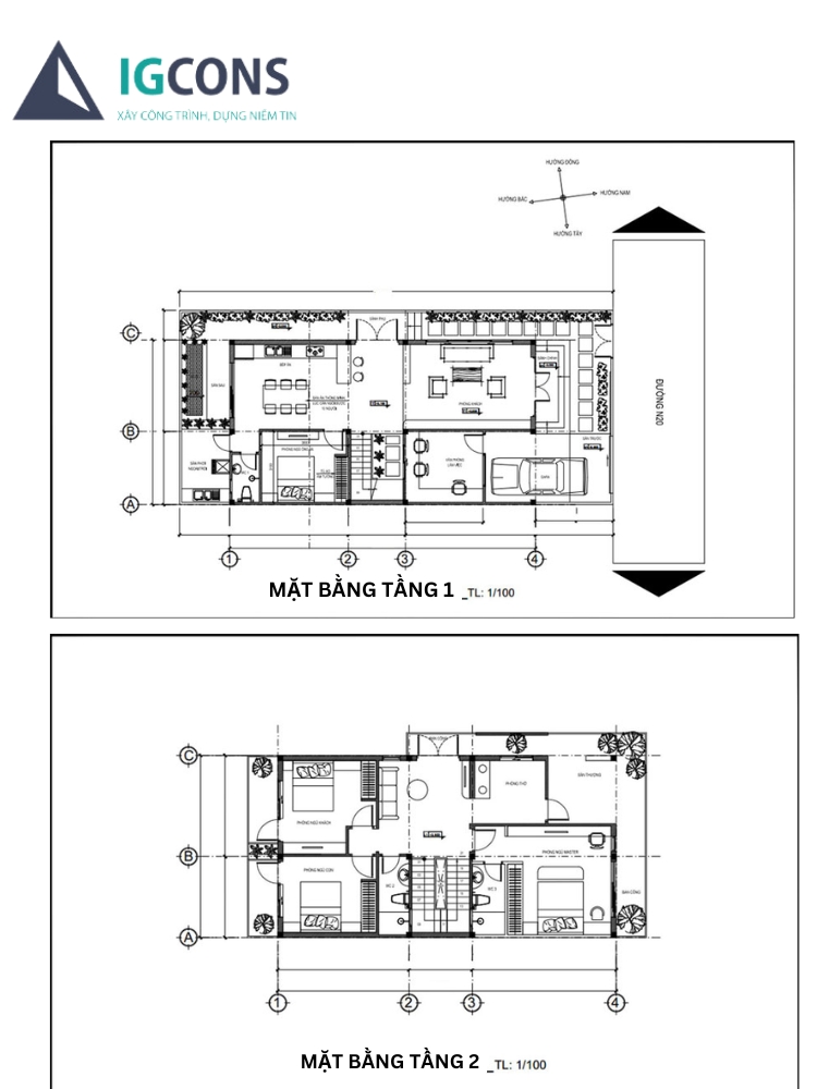 Bản vẽ cad nhà 2 tầng 6x15