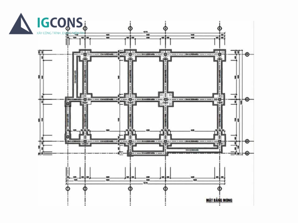 Mẫu bản vẽ móng nhà cấp 4 - móng băng