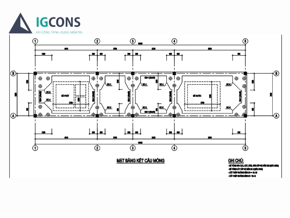 Mẫu bản vẽ móng nhà cấp 4 - móng cọc