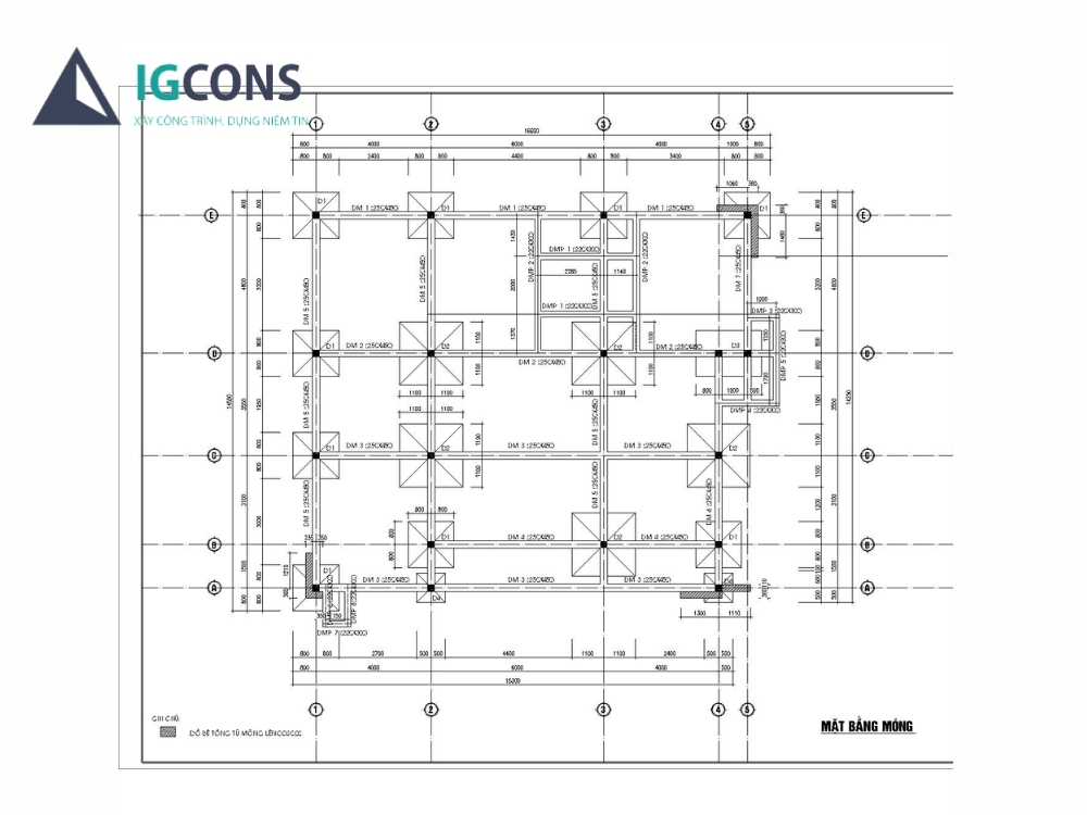 Mẫu bản vẽ móng nhà cấp 4 - móng đơn