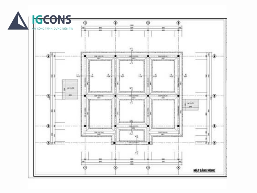 Mẫu bản vẽ móng nhà cấp 4 - móng bè