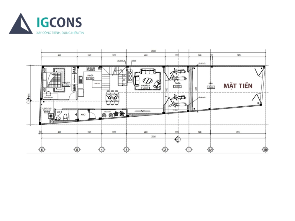 Bản vẽ mẫu nhà cấp 4 nở hậu