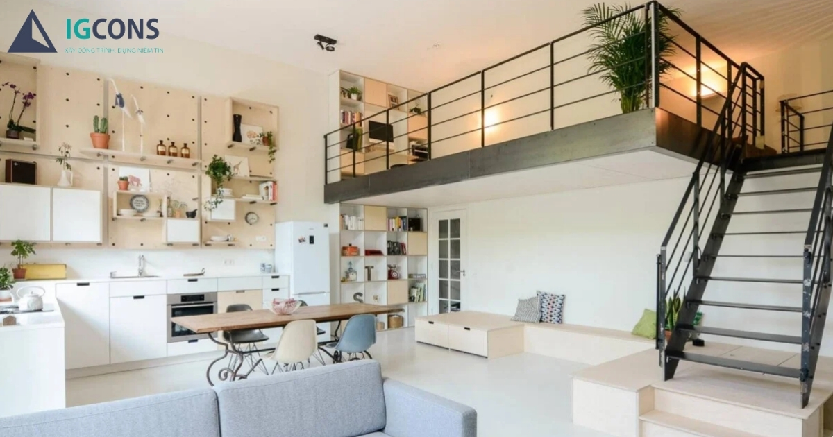 chiều cao nhà gác lửng