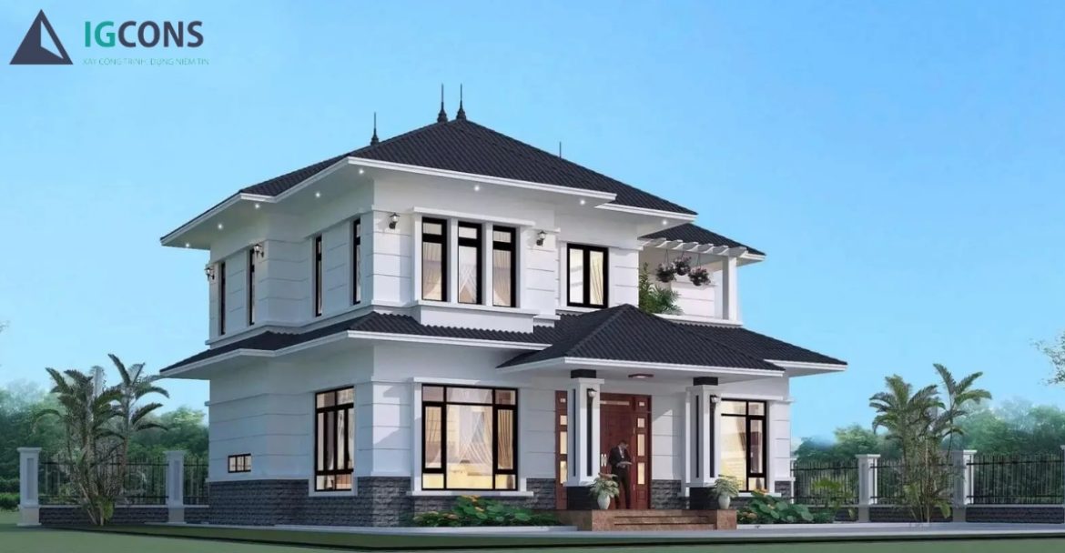 mẫu nhà vuông 2 tầng 80m2