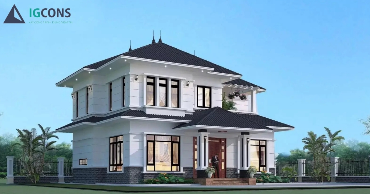 mẫu nhà vuông 2 tầng 80m2
