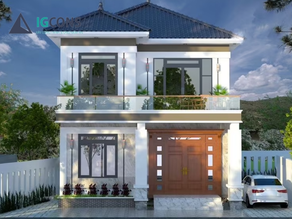 Mẫu nhà vuông 2 tầng 100m2 số 3