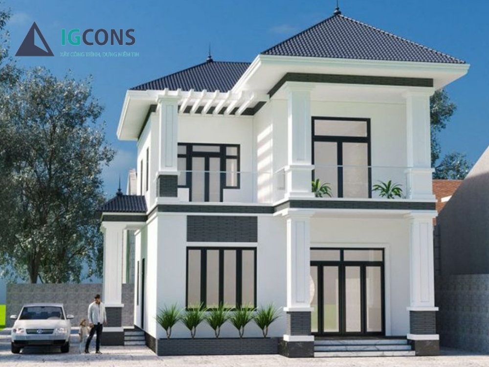 Mẫu nhà vuông 2 tầng 80m2 số 2