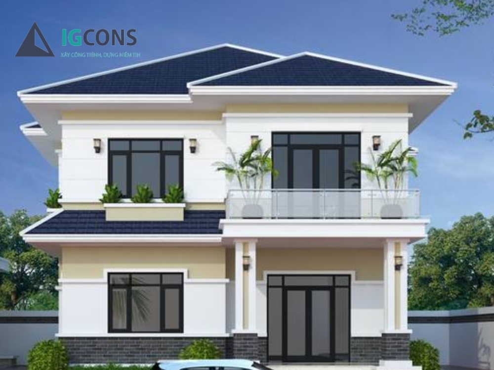 Mẫu nhà vuông 2 tầng 100m2 số 2