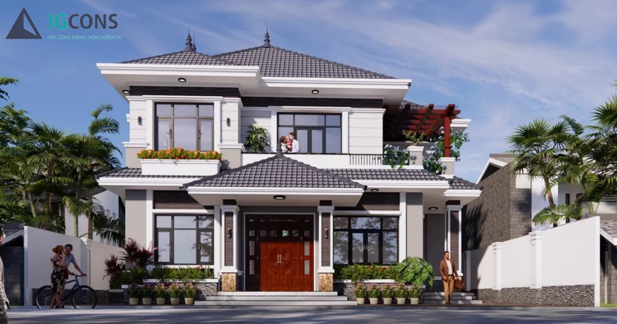 nhà 2 tầng 4 phòng ngủ 8x12m