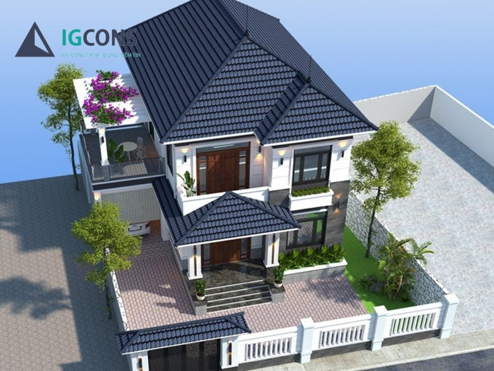 Mẫu nhà 2 tầng mái Nhật 100m2 số 2