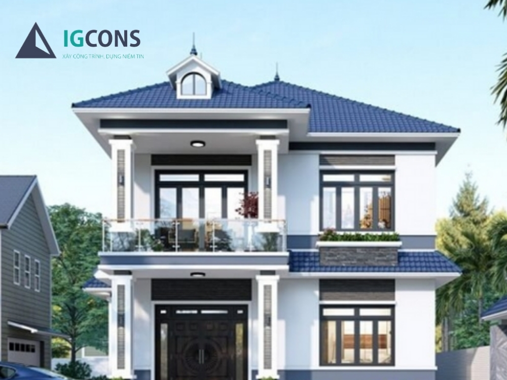 Nhà vuông 8x9m 2 tầng mái nhật mẫu số 1