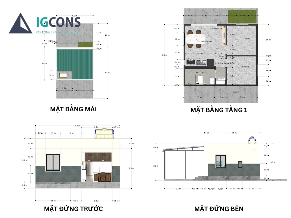 Bản vẽ nhà cấp 4 60 triệu - bản vẽ ngôi nhà