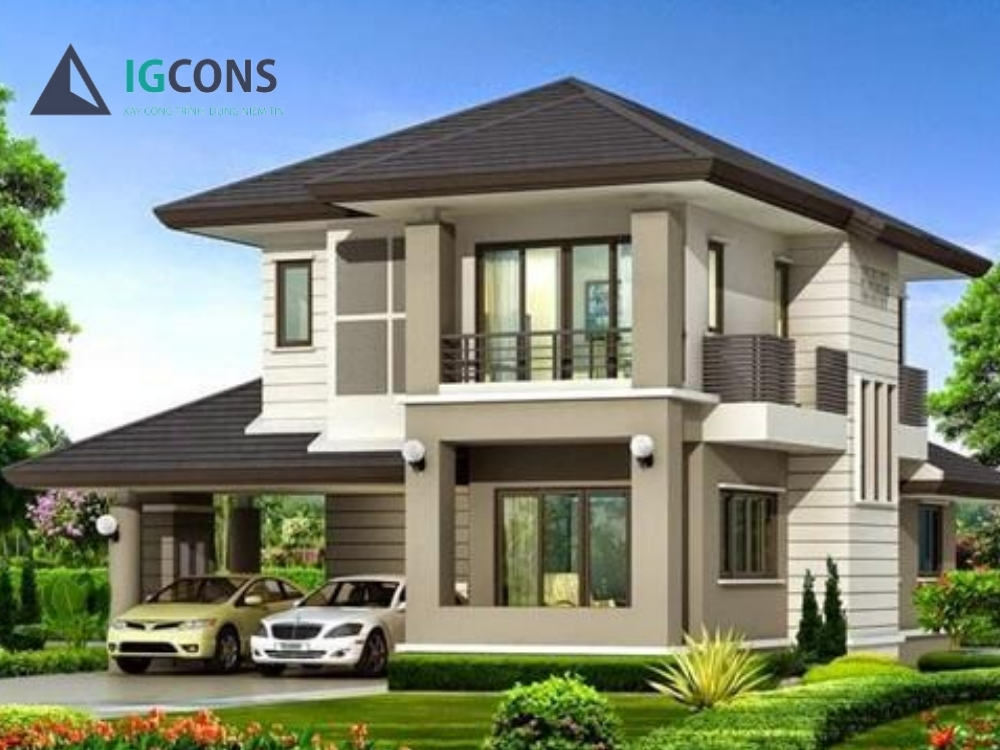 Thiết kế nhà 2 tầng 600 triệu mái thái số 4