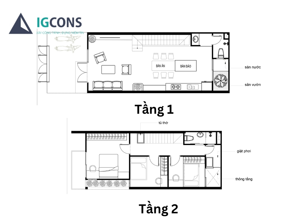 Bản vẽ cad nhà 2 tầng 5x15 full