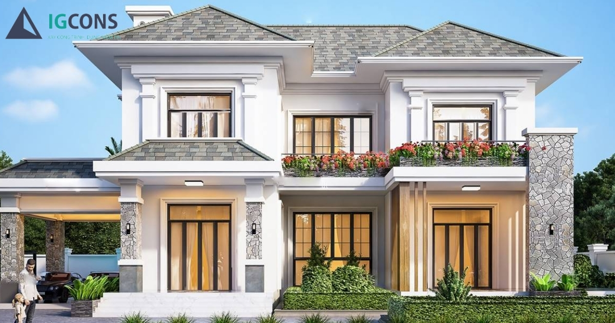 mẫu nhà chữ u 2 tầng đẹp