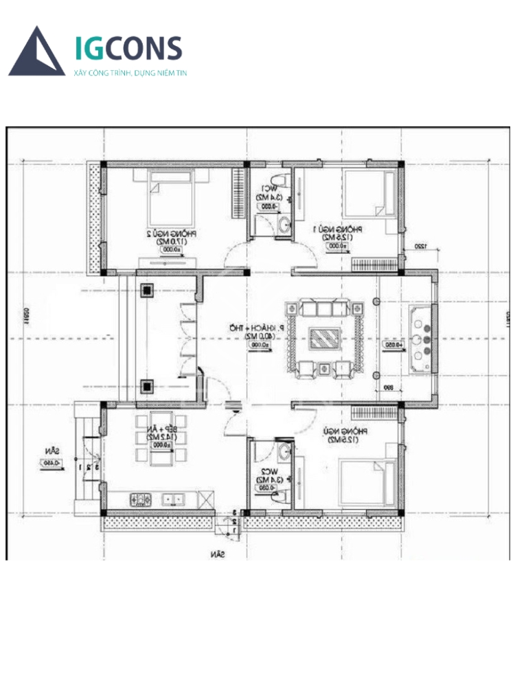 Bản vẽ nhà chữ U 2 tầng có thiết kế đặc biệt