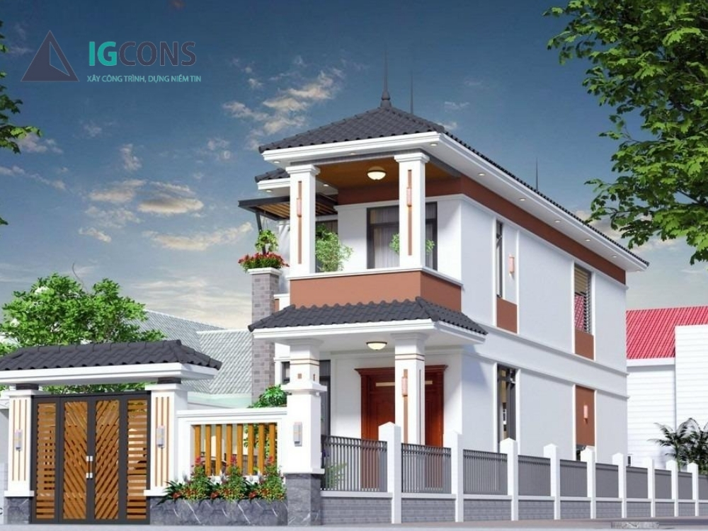 Mẫu nhà ống 2 tầng 4x15m có 3 phòng ngủ mái nhật mẫu 1