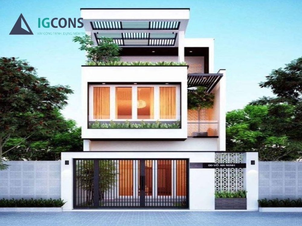 Mẫu nhà ống 2 tầng 4x15m có 3 phòng ngủ mẫu 1