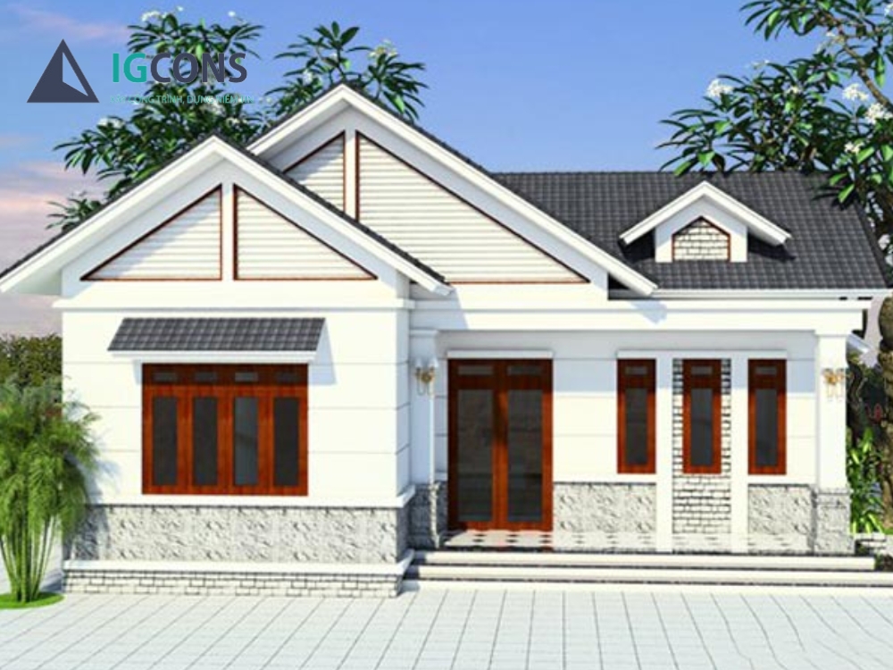 Thiết kế nhà 1 tầng 3 phòng ngủ 80m2 hiện đại