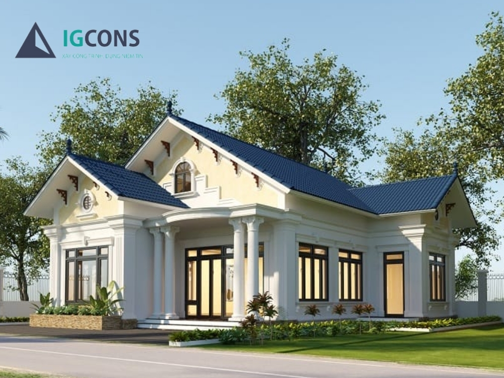 Nhà 1 tầng 4 phòng ngủ 150m2 mái Thái mẫu số 3