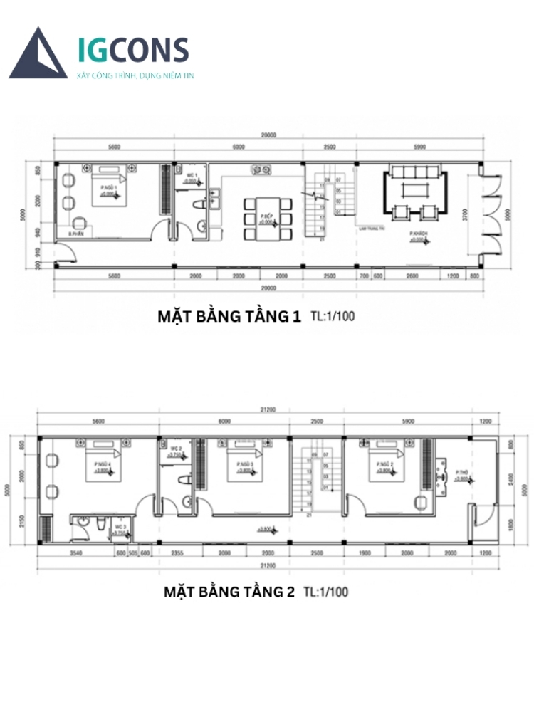 Bản vẽ 3D nhà 2 tầng 4 phòng ngủ 5x20 để bạn có thể tham khảo