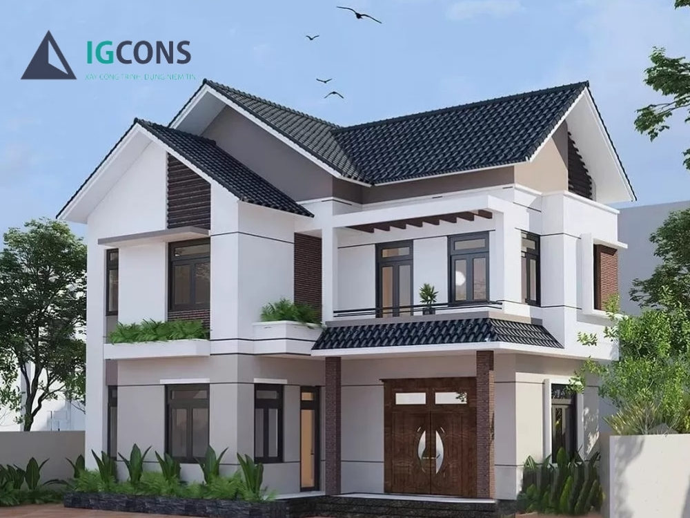 Nhà 2 tầng 5 phòng ngủ 100m2 có thiết kế đặc biệt