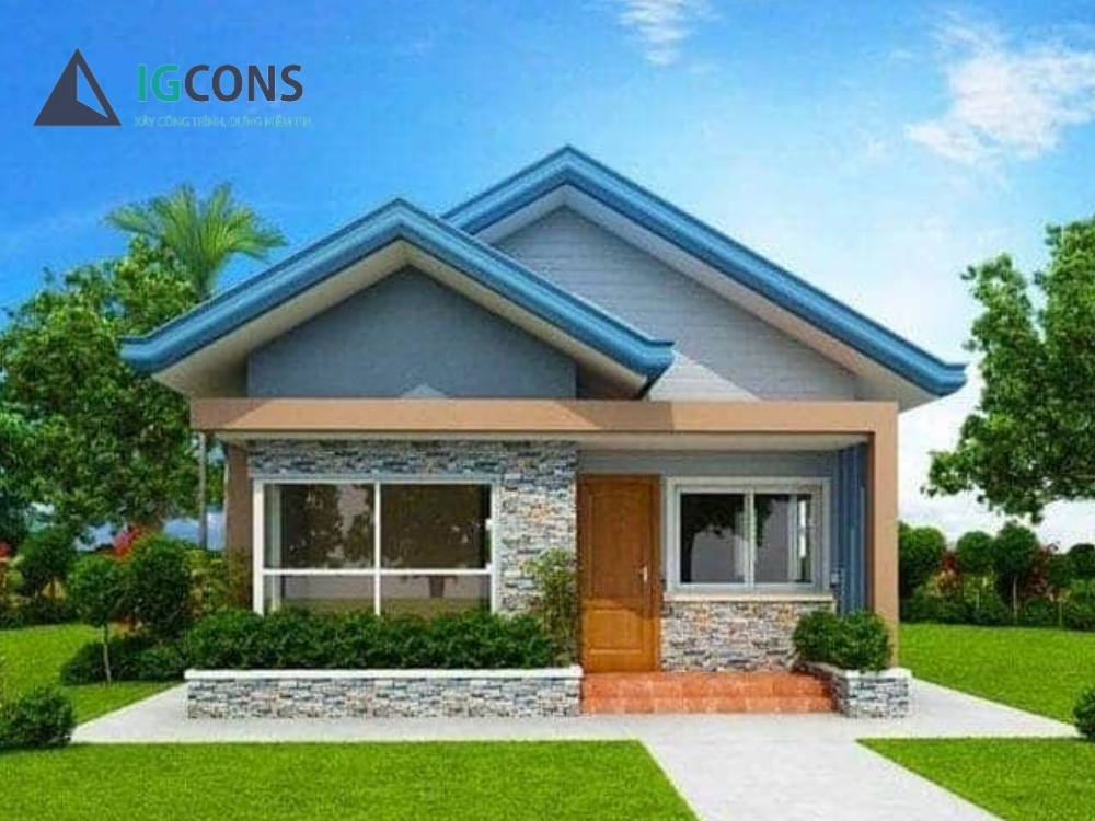 Mẫu nhà 1 tầng 90m2 hình vuông số 2