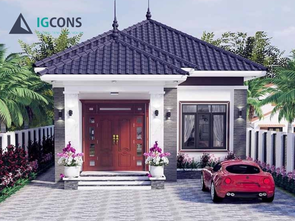 Thiết kế nhà 1 tầng 80m2 mái nhật mẫu số 1