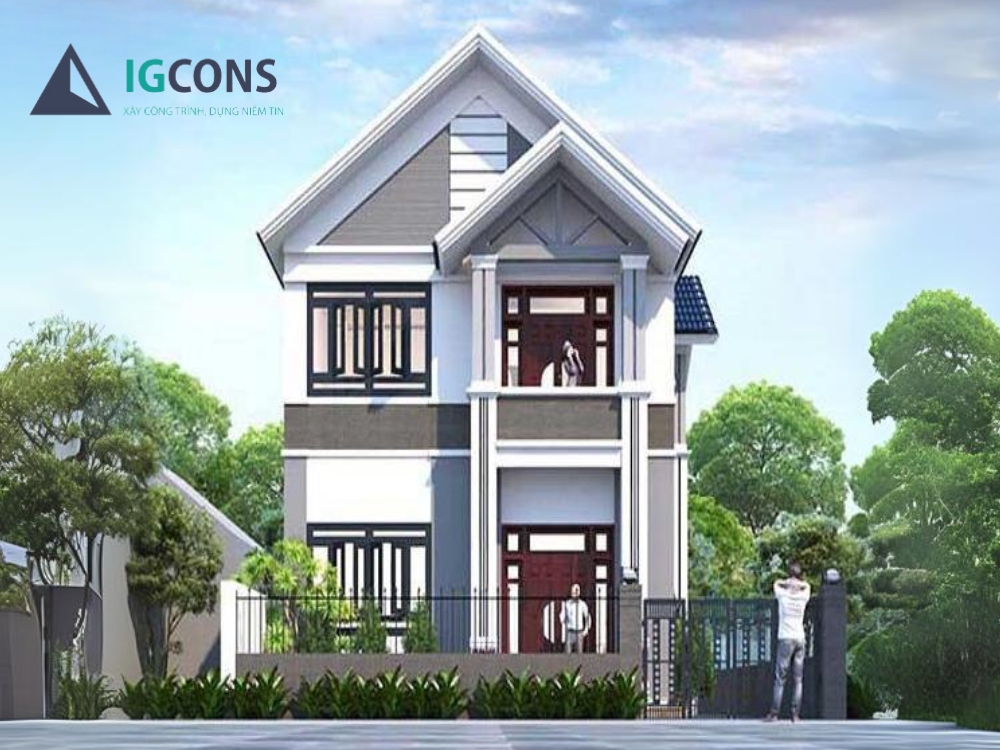 Xây nhà 2 tầng 70m2 theo phong cách tối giản mẫu 2