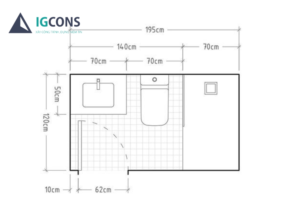 Bản vẽ chi tiết nhà vệ sinh cho căn hộ chung cư