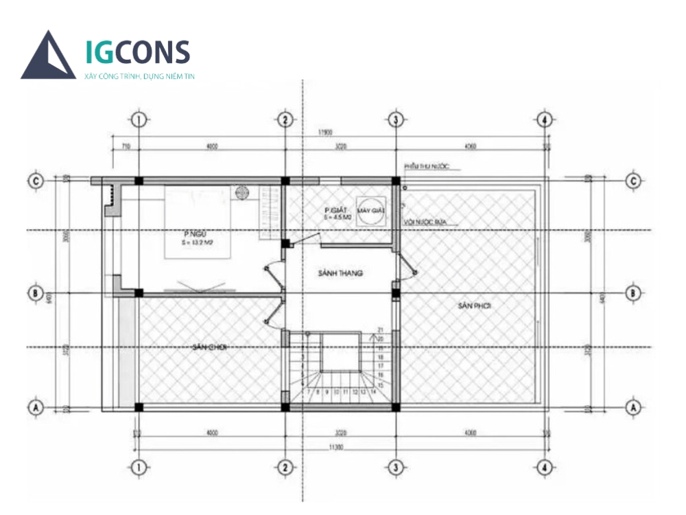 Bản vẽ thiết kế nhà mặt tiền 6m chi tiết từ kỹ sư tầng 2