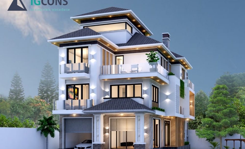 Nhà 3 tầng có sảnh hiên đẹp - sảnh phụ