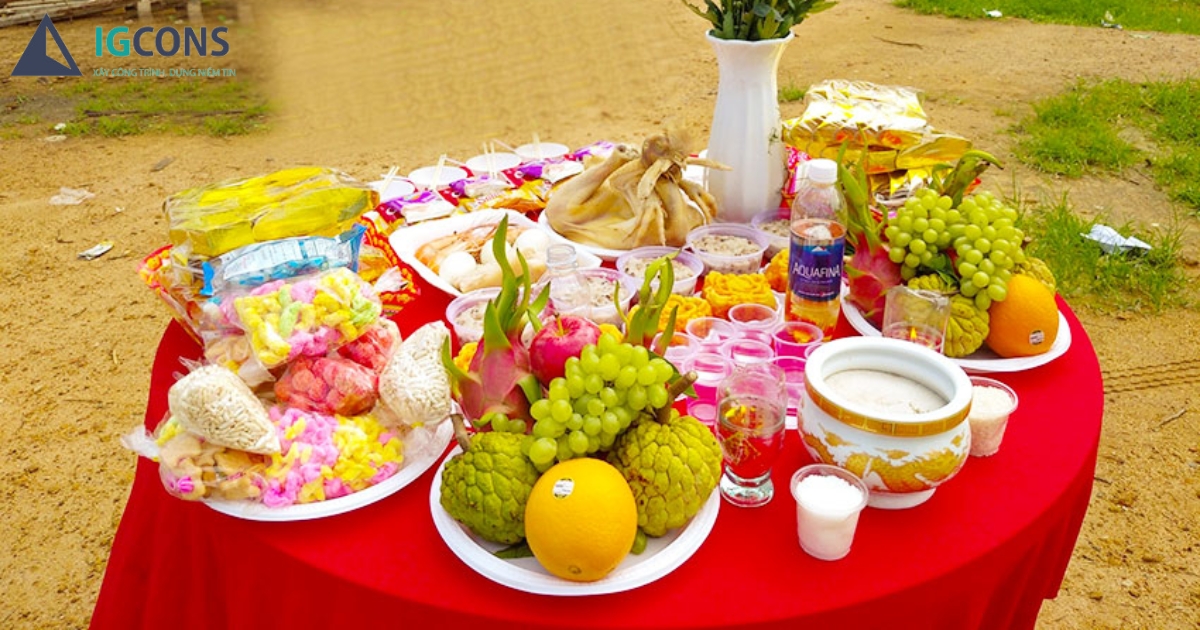 Mâm cúng động thổ xây nhà