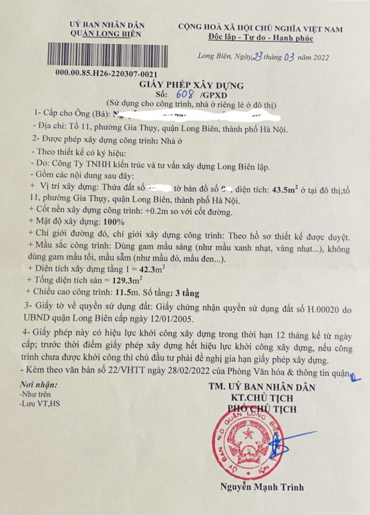 giấy phép xây dựng tại hà nội